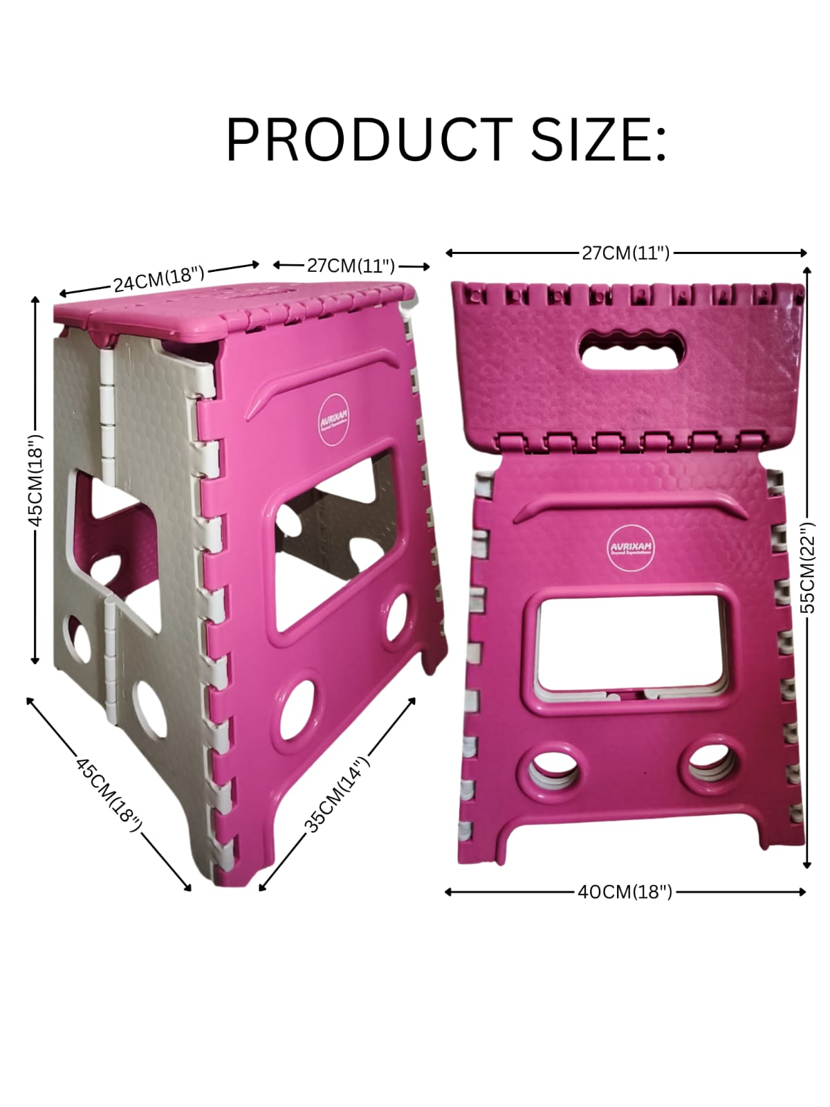 18 Inch Super Strong Folding Step Stool | 180 KG Heavy-Duty, Non-Slip Plastic for Adults & High Reach